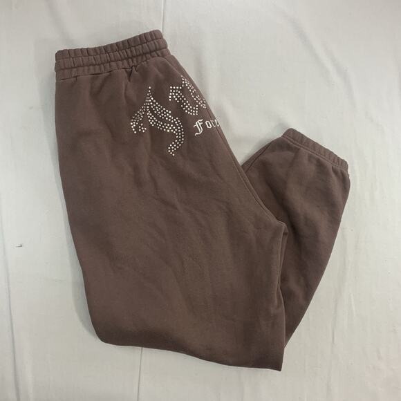 Juicy Couture x Forever 21 Women’s Brown Sweatpants Size 2X Joggers Rhinestones - Picture 2 of 13